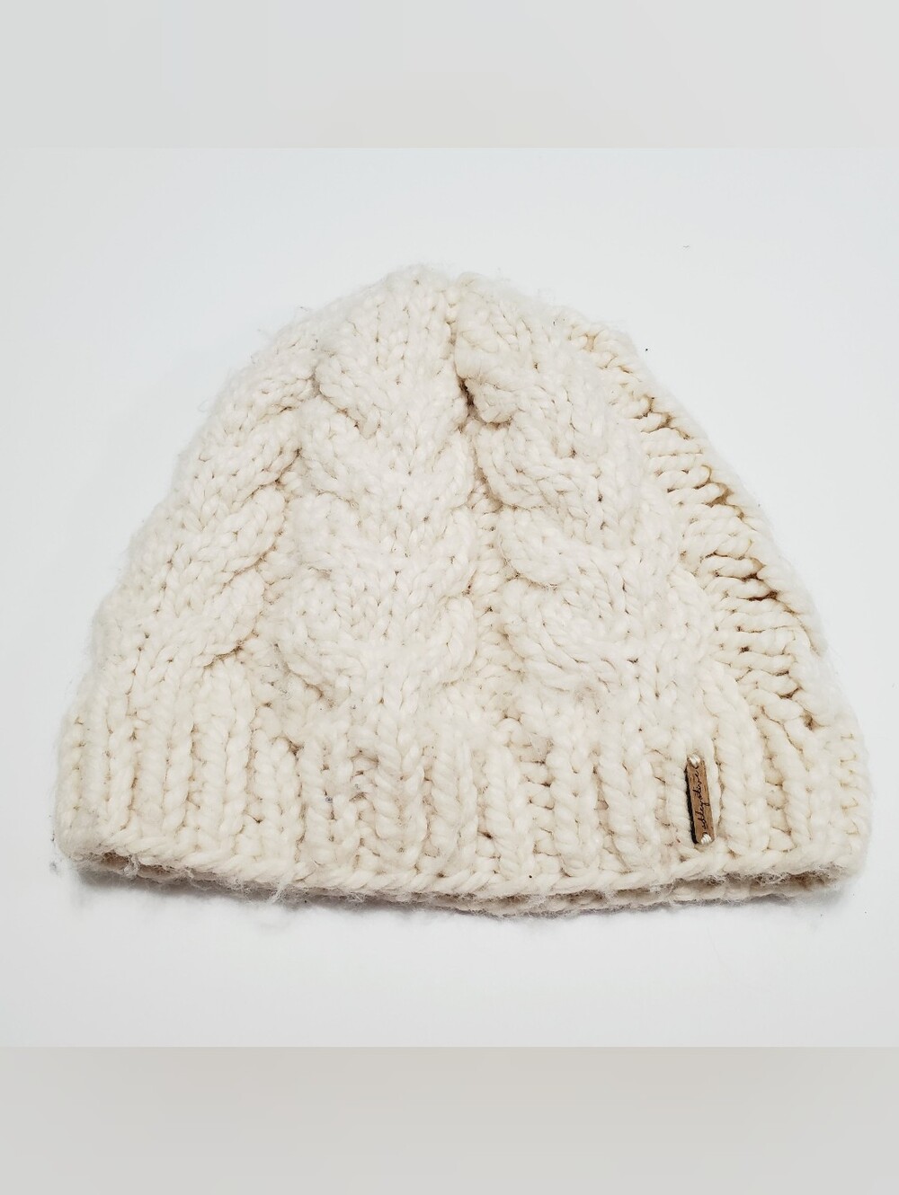 Adley Olive Women's Knit Winter Beanie Hat Ivory Cable Knit Pattern One Size